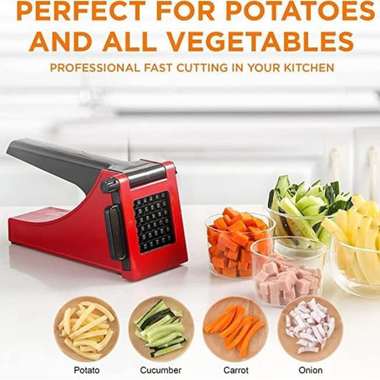 FAIZO French Fry Cutter & Potato Slicer – Vegetable Chopper with Free Crinkle Cutter for Potatoes, Carrots & Onions