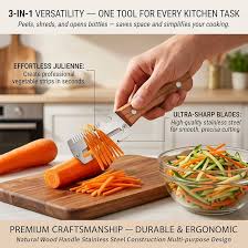 2026 Multifunctional Vegetable Peeler Set 3PCS – 3-in-1 Kitchen Peeler, Scallion Slicer & Bottle Opener with Wooden Handle