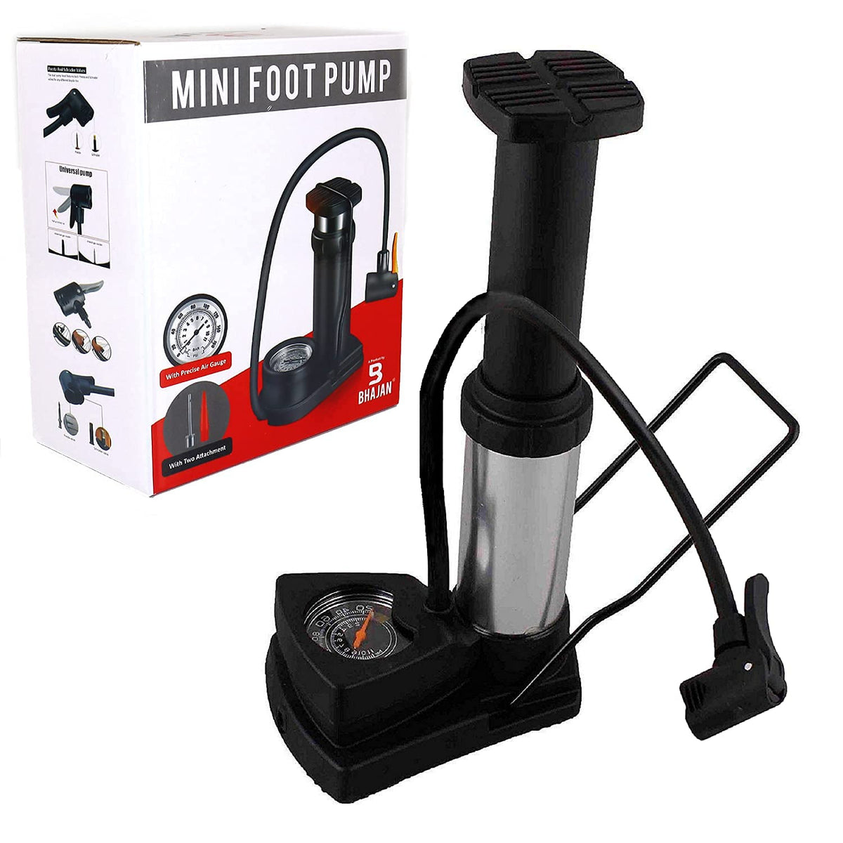 High Pressure Heavy Duty Foot Air Pump | Portable Manual Tire Inflator Pump for Car, Bike, Bicycle & Sports Balls