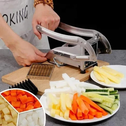 Potato Chips Cutter & French Fries Maker | Interchangeable Double Blade Vegetable Chopper & Potato Slicer