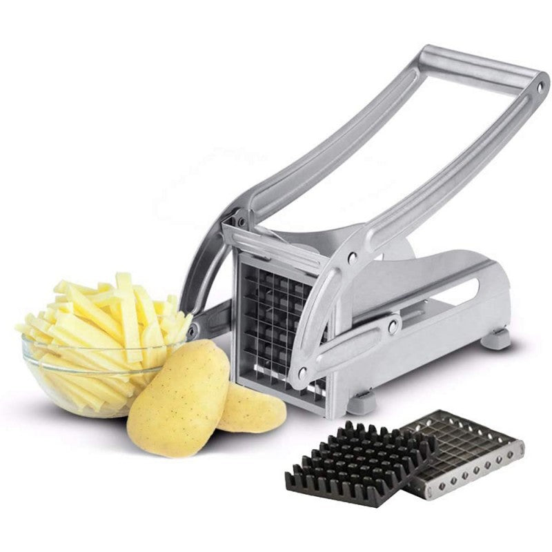 Potato Chips Cutter & French Fries Maker | Interchangeable Double Blade Vegetable Chopper & Potato Slicer