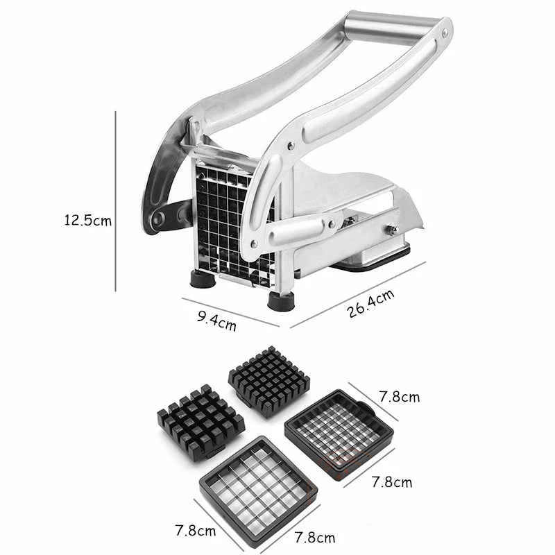 Potato Chips Cutter & French Fries Maker | Interchangeable Double Blade Vegetable Chopper & Potato Slicer