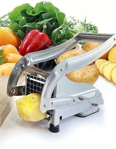 Potato Chips Cutter & French Fries Maker | Interchangeable Double Blade Vegetable Chopper & Potato Slicer