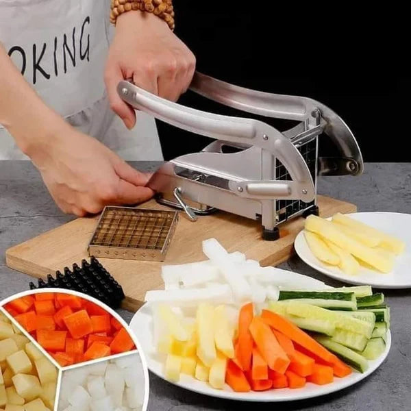 Potato Chips Cutter & French Fries Maker | Interchangeable Double Blade Vegetable Chopper & Potato Slicer