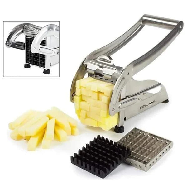 Potato Chips Cutter & French Fries Maker | Interchangeable Double Blade Vegetable Chopper & Potato Slicer