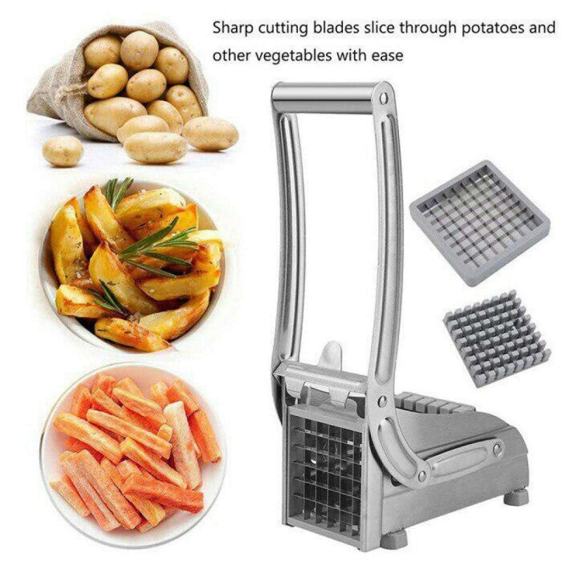 Potato Chips Cutter & French Fries Maker | Interchangeable Double Blade Vegetable Chopper & Potato Slicer