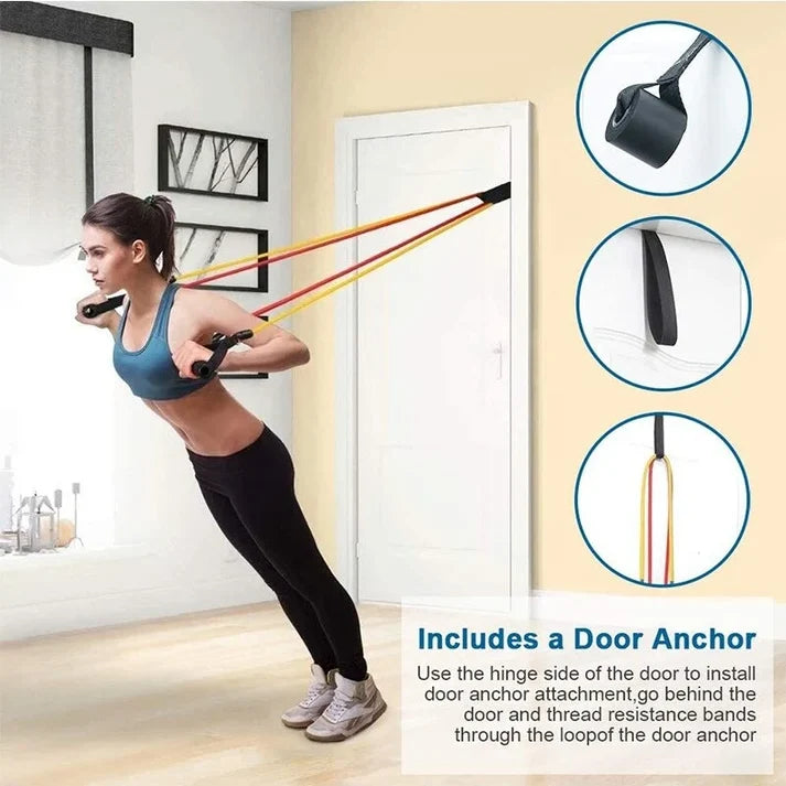 Power Resistance Bands Set for Men & Women | Adjustable Fitness Workout Bands for Home Gym & Full Body Strength Training