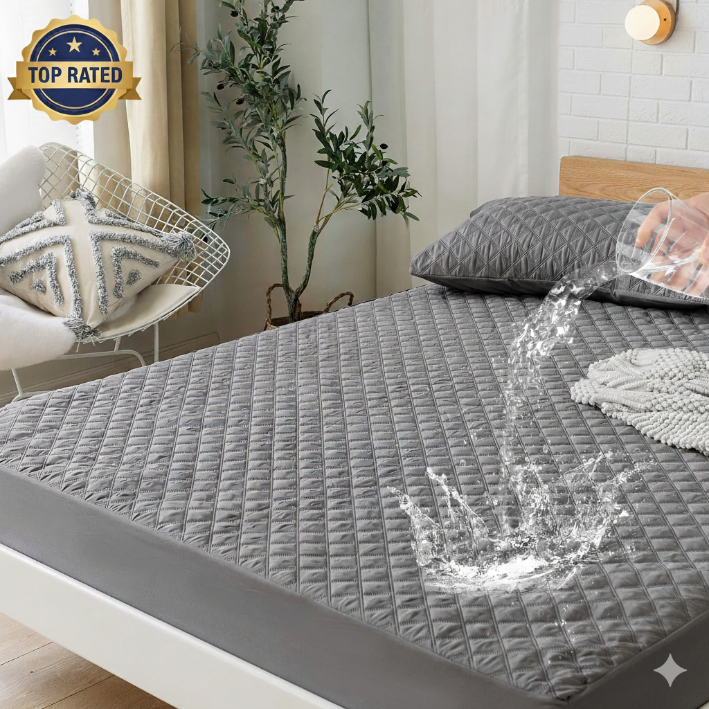 Cotton Quilted Waterproof Mattress Protector | Soft Breathable Bed Mattress Cover | Spill & Stain Resistant Protective Bedding Cover