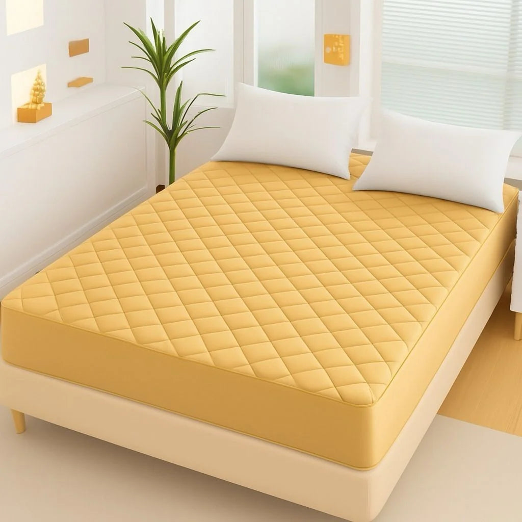 Cotton Quilted Waterproof Mattress Protector | Soft Breathable Bed Mattress Cover | Spill & Stain Resistant Protective Bedding Cover