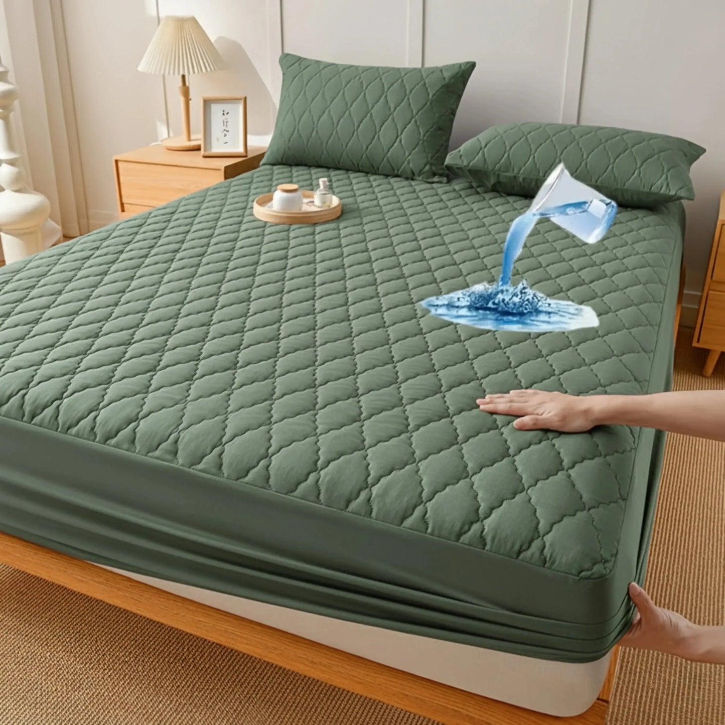 Cotton Quilted Waterproof Mattress Protector | Soft Breathable Bed Mattress Cover | Spill & Stain Resistant Protective Bedding Cover