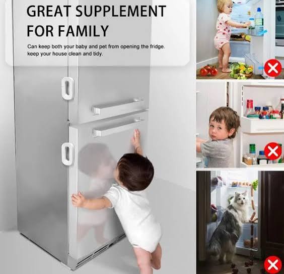 Refrigerator Child Safety Lock, Fridge & Freezer Door Lock, Baby Proof Cabinet Lock, Childproof Appliance Safety Lock for Home Kitchen